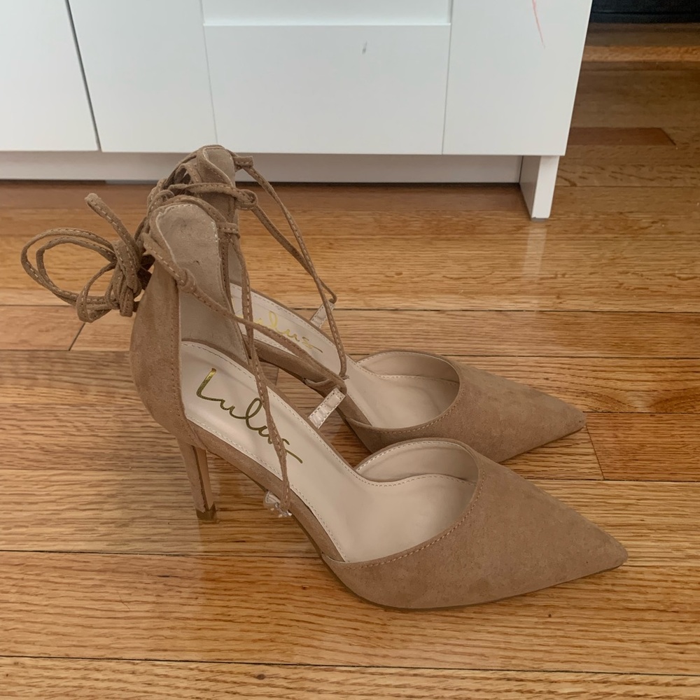 Lulus Tan Lace-up Heels